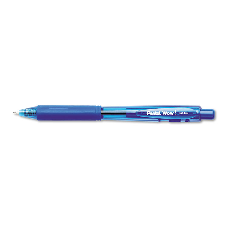Picture of WOW! Retractable Ballpoint Pen, 1mm, Blue Barrel/Ink, Dozen