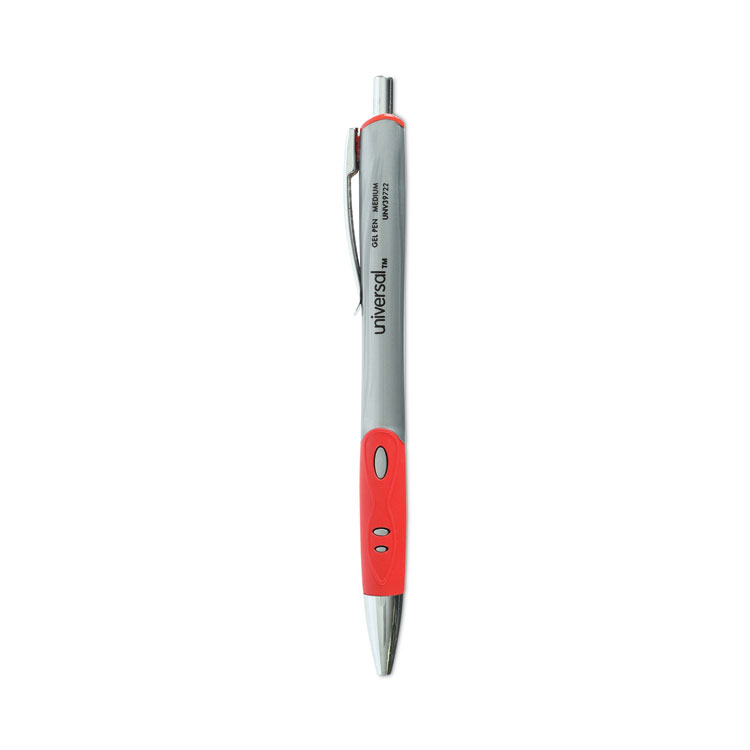 PENBLN77B, Pentel® BLN77-B EnerGel RTX Gel Pen, Retractable, Medium 0.7 mm  Needle Tip, Red Ink, Red/Gray Barrel