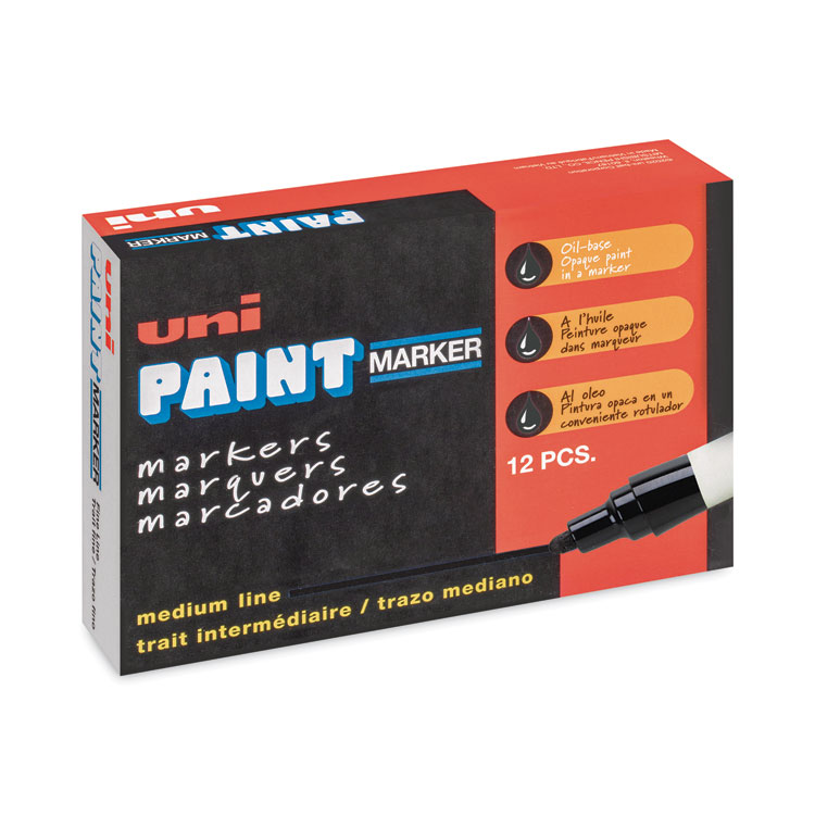 Permanent Paint Marker, Medium Bullet Tip, White, Dozen
