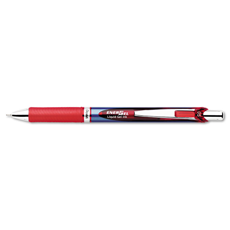 Picture of EnerGel RTX Retractable Liquid Gel Pen, .5mm, Silver/Red Barrel, Red Ink