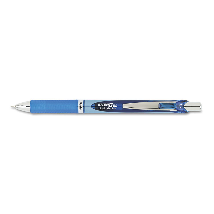 Picture of EnerGel RTX Retractable Liquid Gel Pen, .7mm, Needle, Black/Gray Brl, Blue Ink