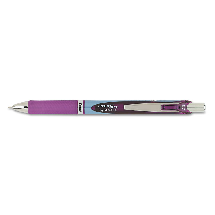 Picture of EnerGel RTX Retractable Liquid Gel Pen, .7mm, Needle, Bk/Gray Barrel, Violet Ink