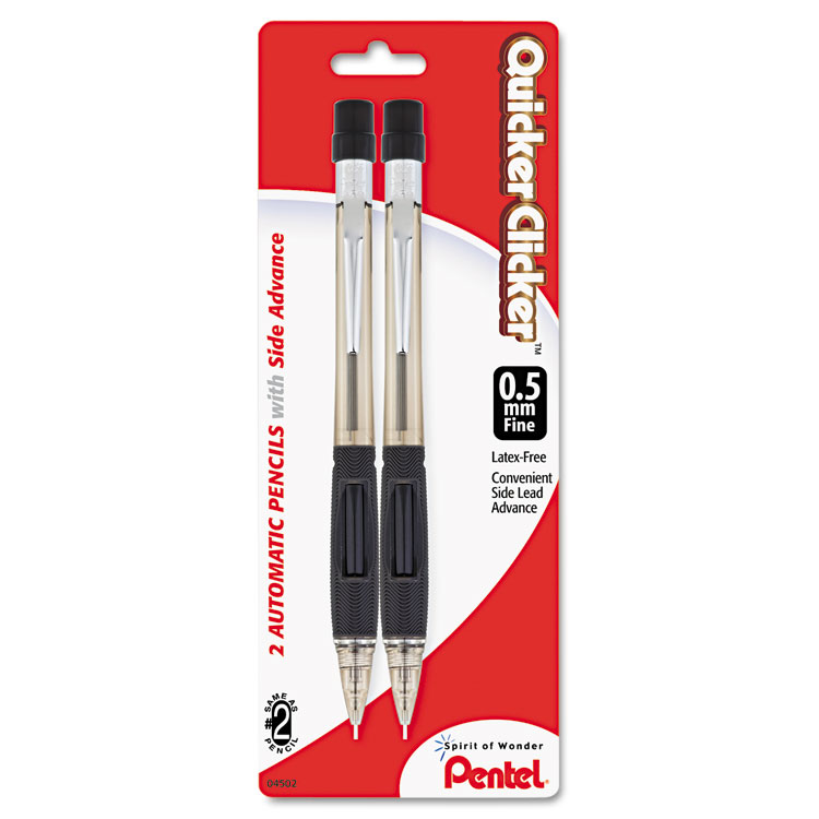 Picture of Quicker Clicker Mechanical Pencil, 0.5 mm, Smoke, 2/Pack