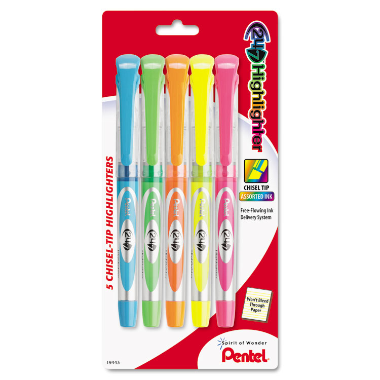 Picture of 24/7 Highlighter, Chisel Tip, Blue/Green/Orange/Pink/Yellow Ink, 5/Set