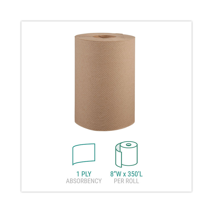 1 Ply Absorbent, 8" X 350 Ft Windsoft Hardwound Roll Towels White 