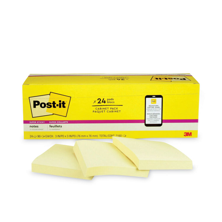 Post-it® Notes 654-5UC, 3 in x 3 in (76 mm x 76 mm) Assorted Ultra