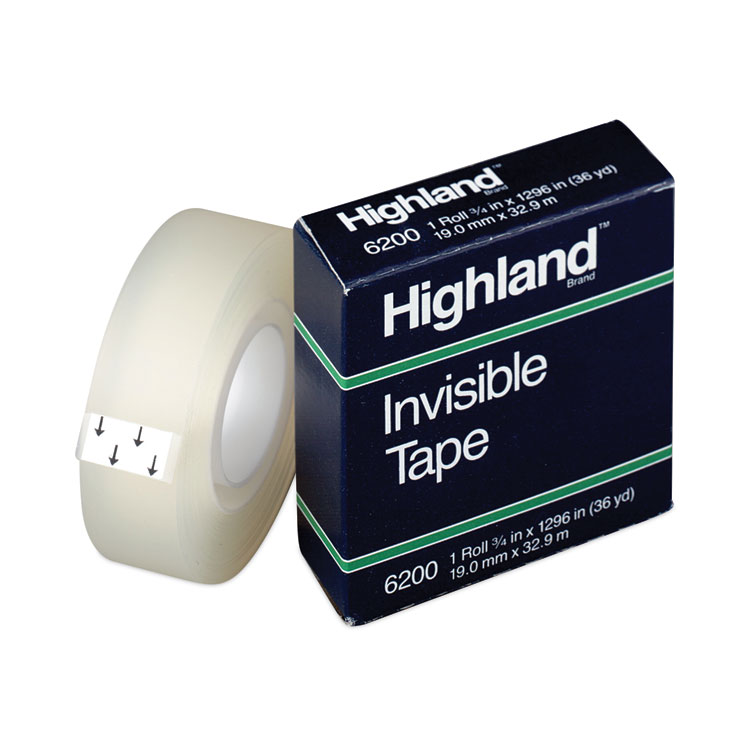 MMM6200341296, Highland™ 6200341296 Invisible Permanent Mending Tape, 1  Core, 0.75 x 36 yds, Clear