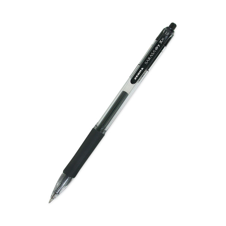 Zebra Sarasa Dry X1 Retractable Gel Pen, Medium Point, Black Ink, 12/Pack  (45610)