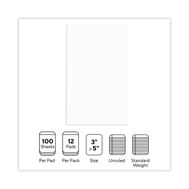 Universal Scratch Pads, Unruled, 4 x 6, White, 100 Sheets, 12/Pack (35614)