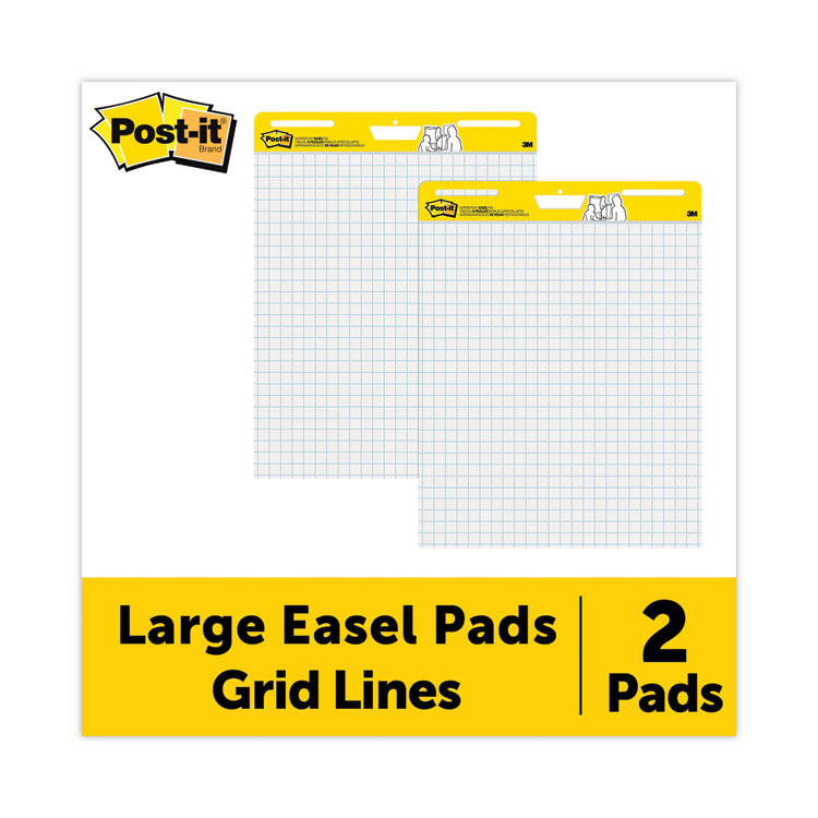 Post-it 561-VAD-4PK Super Sticky Easel Pad, 25 x 30 Inches, 30 Sheets/Pad,  2 Pads (561), Yellow Lined Premium Self Stick Flip Chart Paper, Super