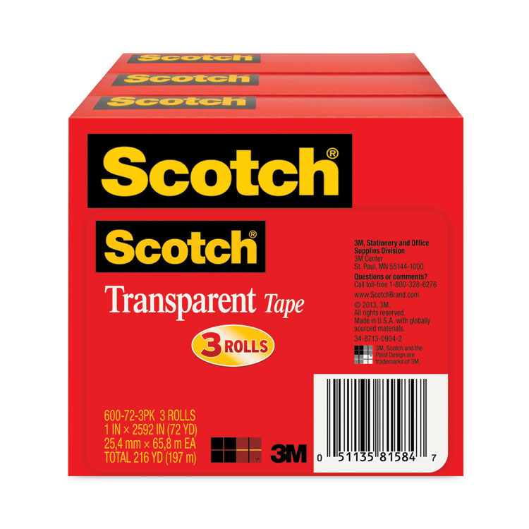 MMM811121296  Scotch® 811-12-1296 Removable Tape, 1 Core, 0.5 x