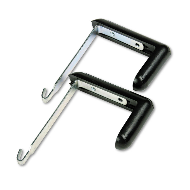Picture of Adjustable Cubicle Hangers, 1 1/2" - 3" Panels, Aluminum/Black, 2/Set