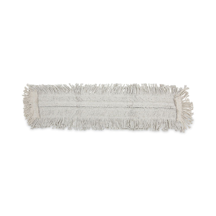 Disposable Dust Mop Head w/Sewn Center Fringe, Cotton/Synthetic, 36 x 5, White
