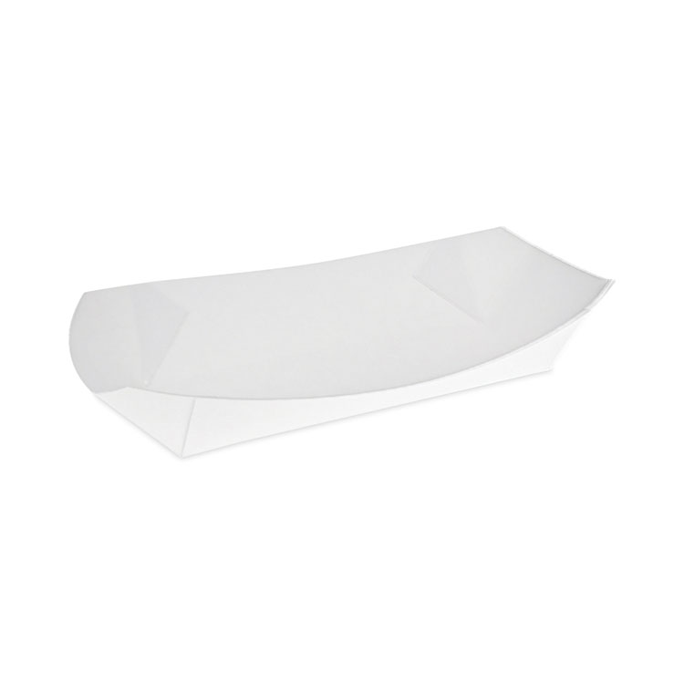 Paperboard Boat Basket, Hot Dog Tray with Perforations, 7 x 1.75 x 1.4, White, Paper, 1,000/Carton