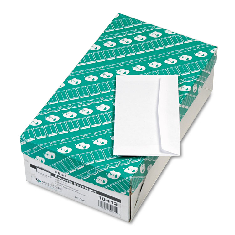 Picture of Security Tinted Business Envelope, #6 3/4, 3 5/8 x 6 1/2, White, 500/Box