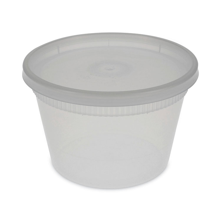 Newspring DELItainer Microwavable Container, 16 oz, 4.7" Diameter x 3.1"h, Clear, Plastic, 240/Carton