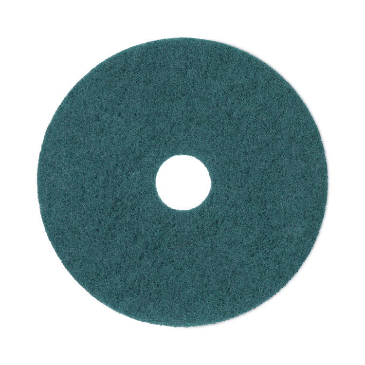 Heavy-Duty Scrubbing Floor Pads, 17" Diameter, Green, 5/carton