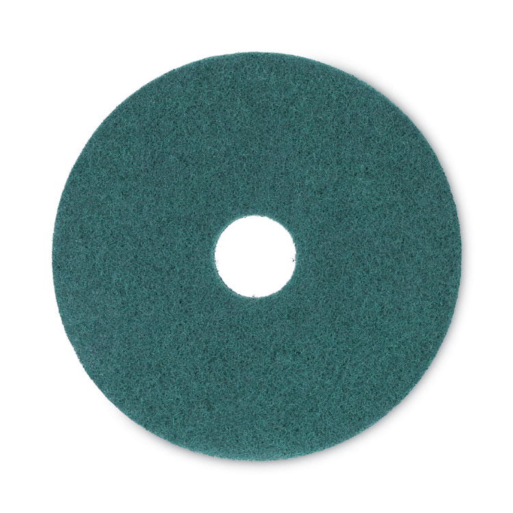 Heavy-Duty Scrubbing Floor Pads, 16" Diameter, Green, 5/carton