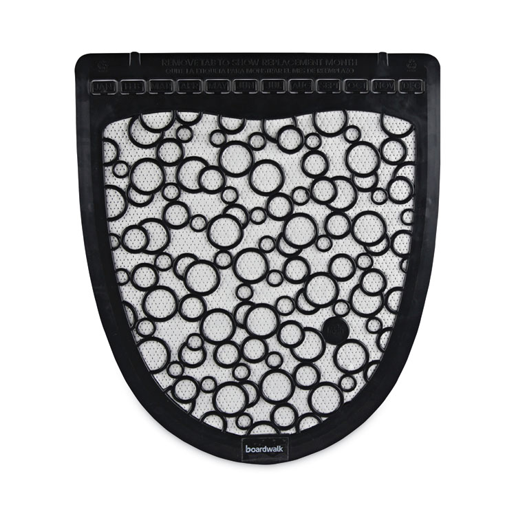 Disposable Urinal Floor Mat 2.0, Shield-Shaped, Black/White Slip-Resistant Surface, 17.5" x 20", 6/Carton