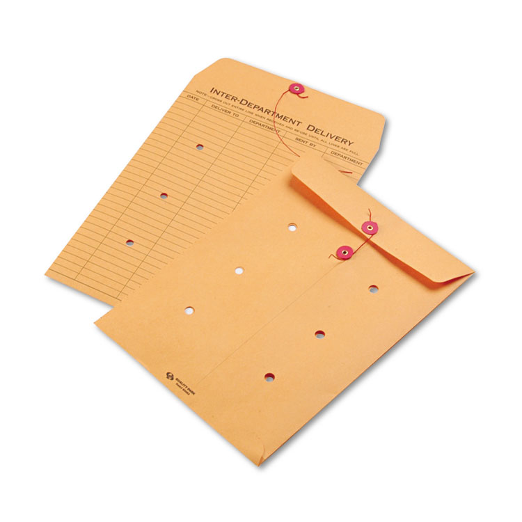 Picture of Brown Kraft String & Button Interoffice Envelope, 9 x 12, 100/Carton