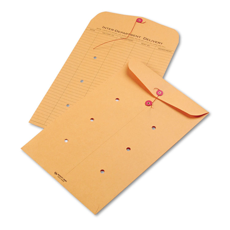 Picture of Brown Kraft String & Button Interoffice Envelope, 10 x 15, 100/Carton