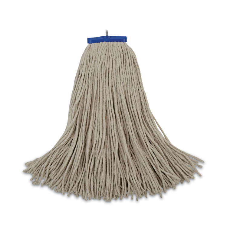 Cut-End Lie-Flat Wet Mop Head, Cotton, 24 oz, White, 12/Carton