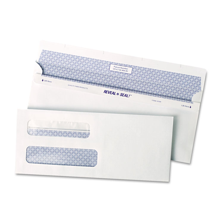 Picture of Reveal N Seal 2-Window Check Envelope, #8 5/8, 3 5/8 x 8 5/8, White, 500/Box