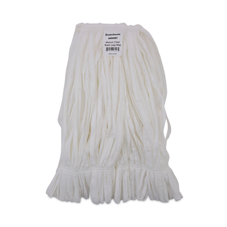 Mop Head, Looped, Enviro Clean With Tailband, Cotton/Synthetic, Medium, White, 12/Carton