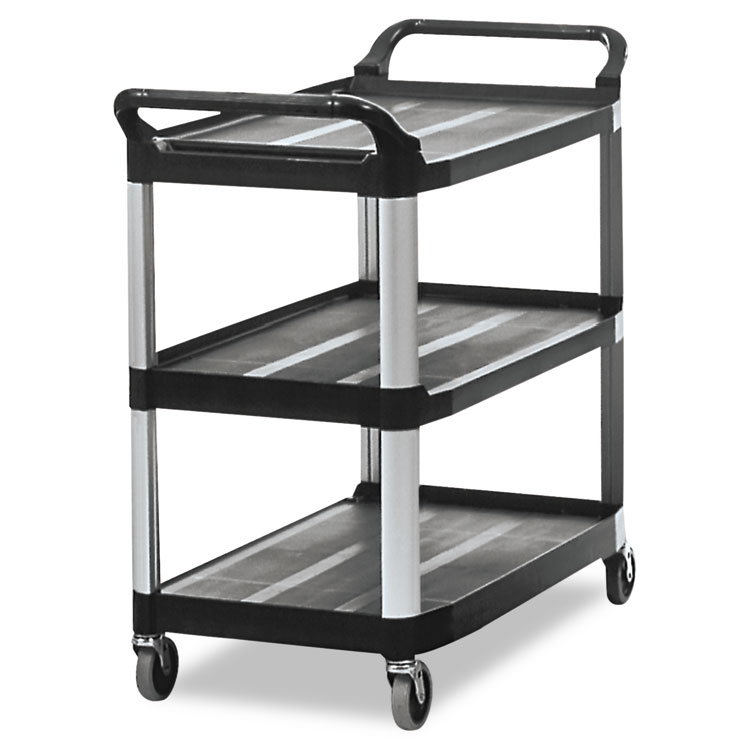 Picture of Open Sided Utility Cart, Three-Shelf, 40-5/8w x 20d x 37-13/16h, Black