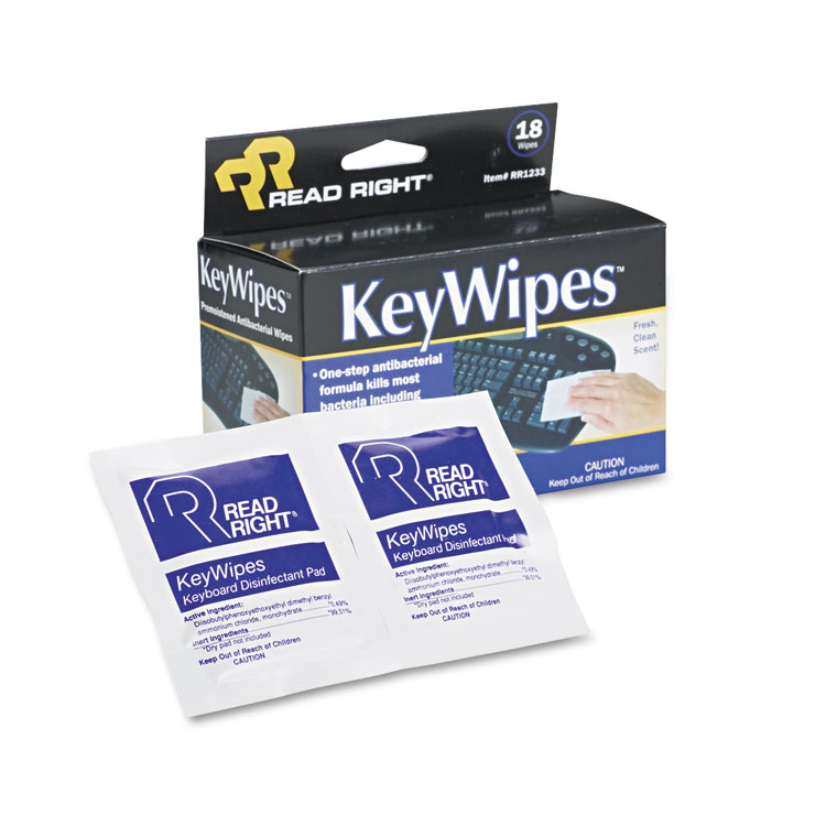 Picture of KeyWipes Keyboard & Hand Cleaner Wet Wipes, 5 x 6 7/8, 18/Box