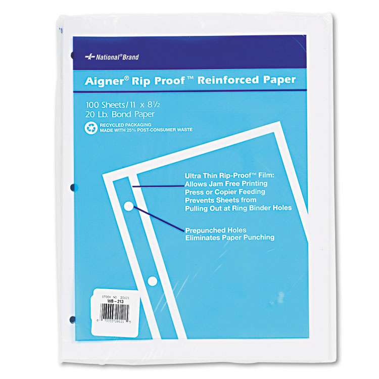 Picture of Rip Proof 20-lb, Reinforced Filler Paper, Unruled, 11 x 8-1/2, WE, 100 Sheets/Pk