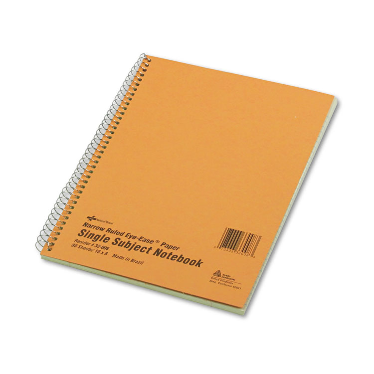 Picture of Subject Wirebound Notebook, Narrow/Margin Rule, 10 x 8, Green, 80 Sheets
