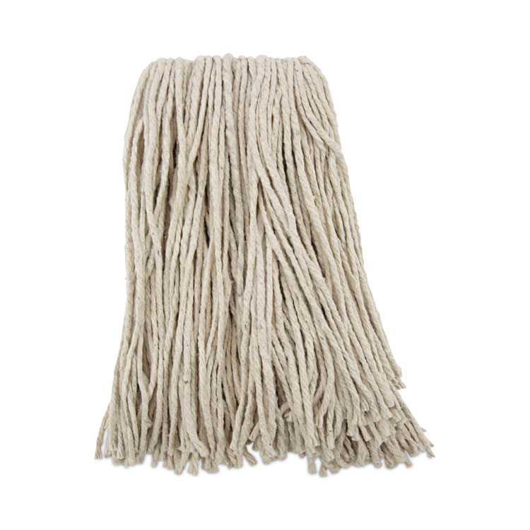 Premium Cut-End Wet Mop Heads, Cotton, 16 oz, White, 12/Carton