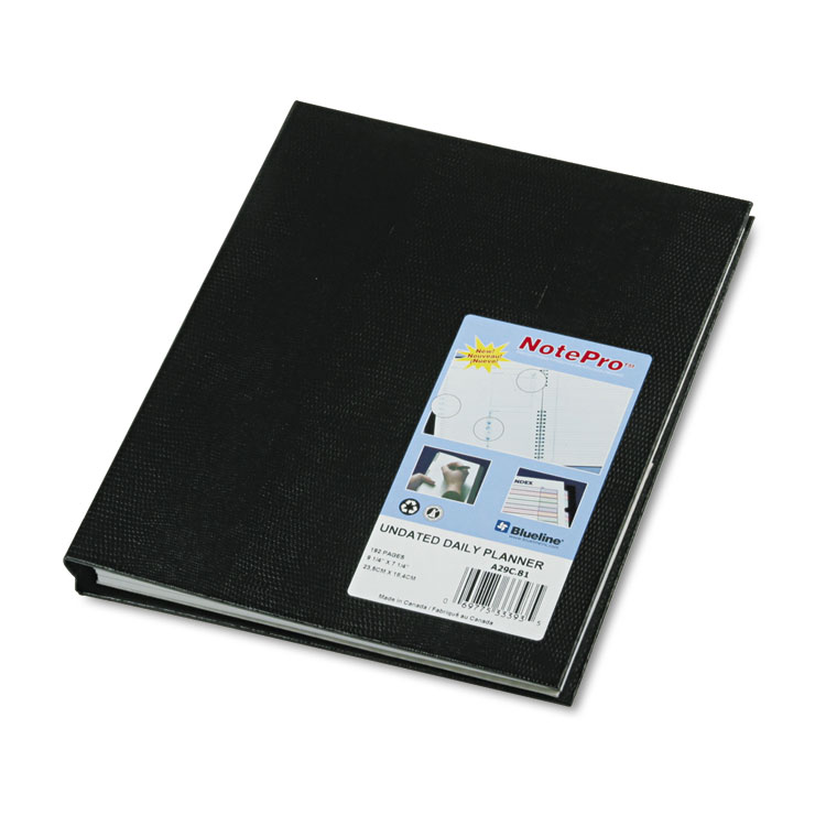 Picture of NotePro Undated Daily Planner, 9-1/4 x 7-1/4, Black