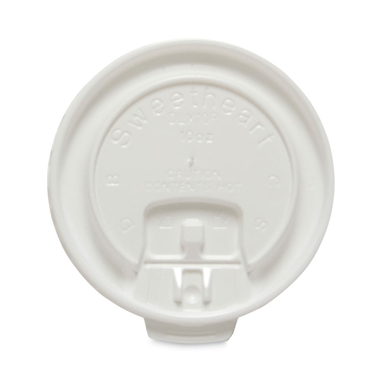 Lift Back and Lock Tab Cup Lids for Foam Cups, Fits 10 oz Solo Trophy Hot/Cold Drink Cups, Plastic, White, 2,000/Carton