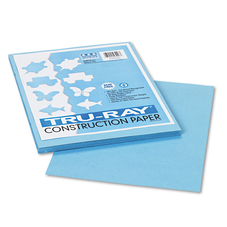 Picture of Tru-Ray Construction Paper, 76 lbs., 9 x 12, Sky Blue, 50 Sheets/Pack