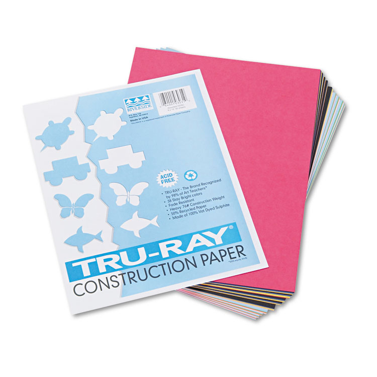 Picture of Tru-Ray Construction Paper, 76 lbs., 9 x 12, Assorted, 50 Sheets/Pack