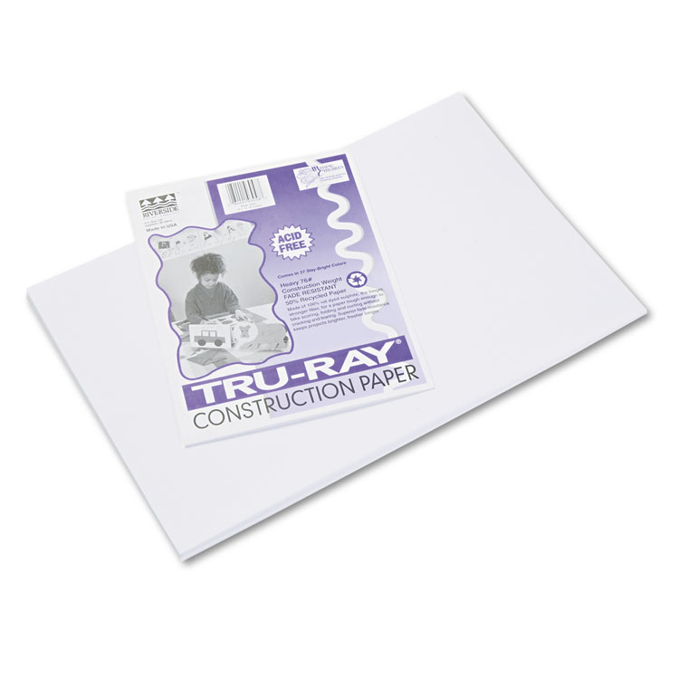 Picture of Tru-Ray Construction Paper, 76 lbs., 12 x 18, White, 50 Sheets/Pack
