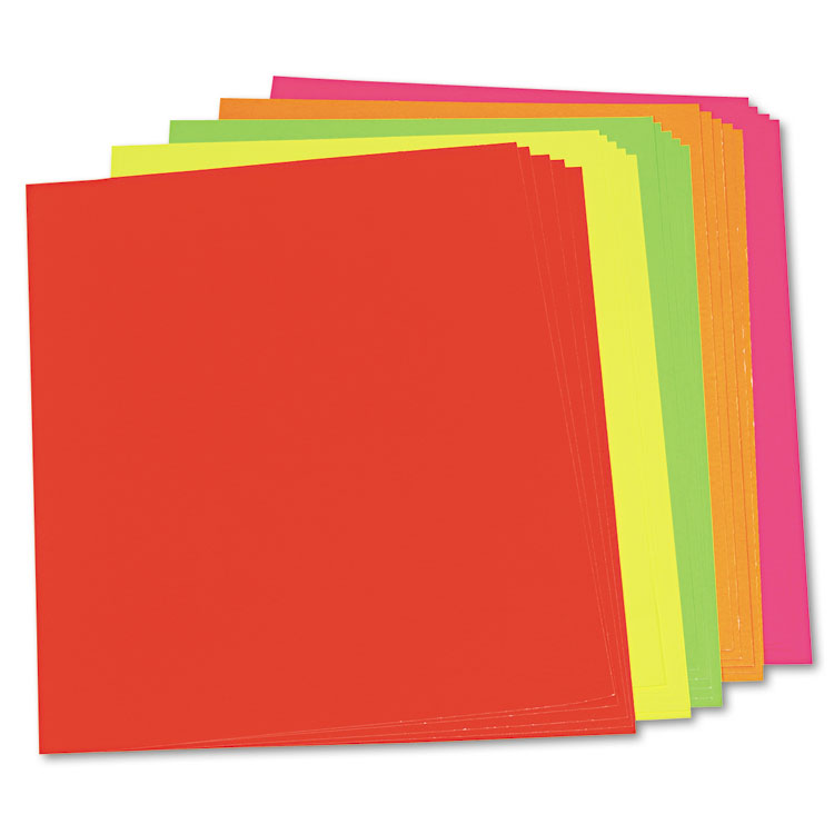Picture of Neon Color Poster Board, 28 x 22, Green/Orange/Pink/Red/Yellow, 25/Carton