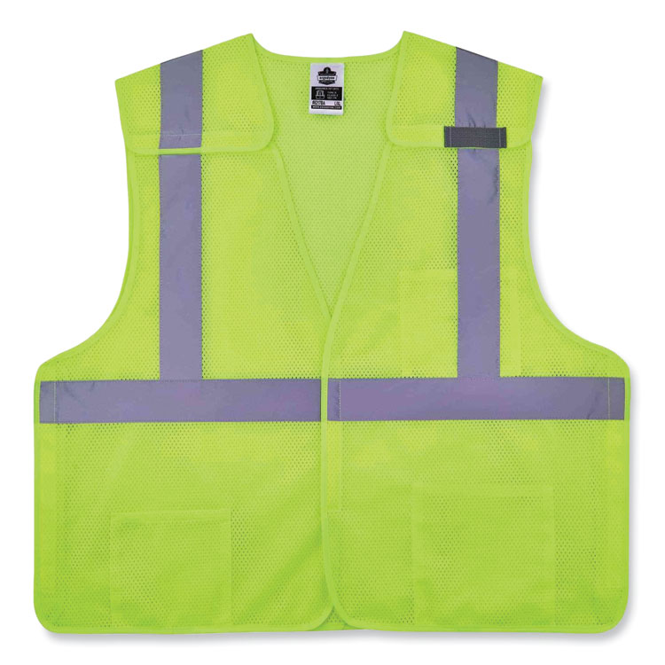 ergodyne® GloWear 8217BA Class 2 Breakaway Mesh Vest, Polyester, 4X-Large/5X-Large, Lime