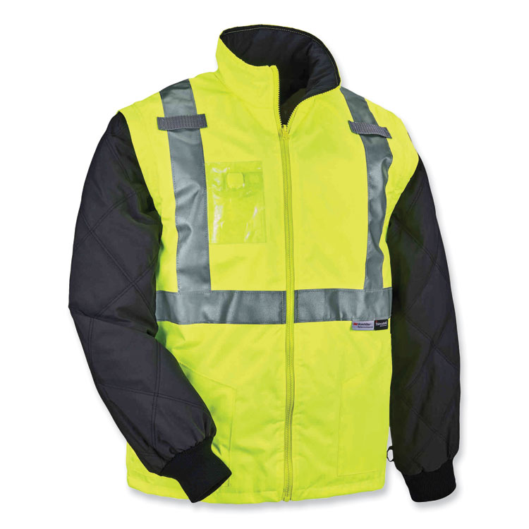 ergodyne® GloWear 8287 Class 2 Hi-Vis Jacket with Removable Sleeves, Large, Lime