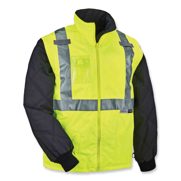ergodyne® GloWear 8287 Class 2 Hi-Vis Jacket with Removable Sleeves, 2X-Large, Lime