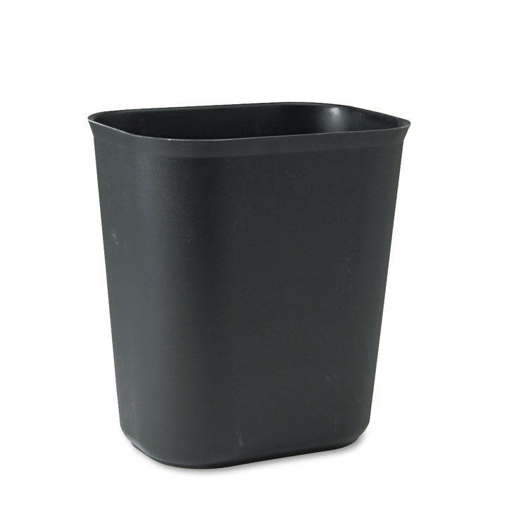 Picture of Fire-Resistant Wastebasket, Rectangular, Fiberglass, 3.5gal, Black