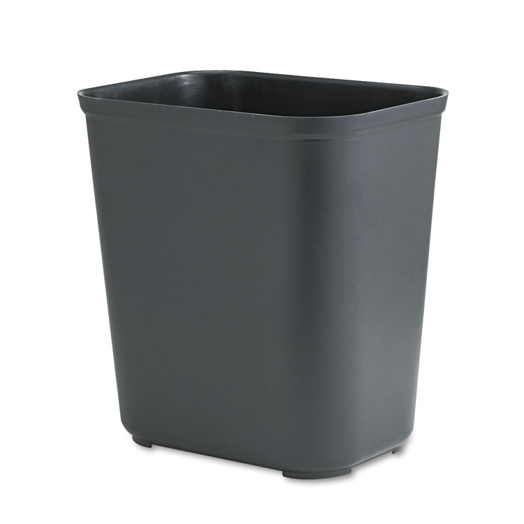 Picture of Ultra durable Fire-Resistant Wastebasket, Rectangular, Fiberglass, 7gal, Black
