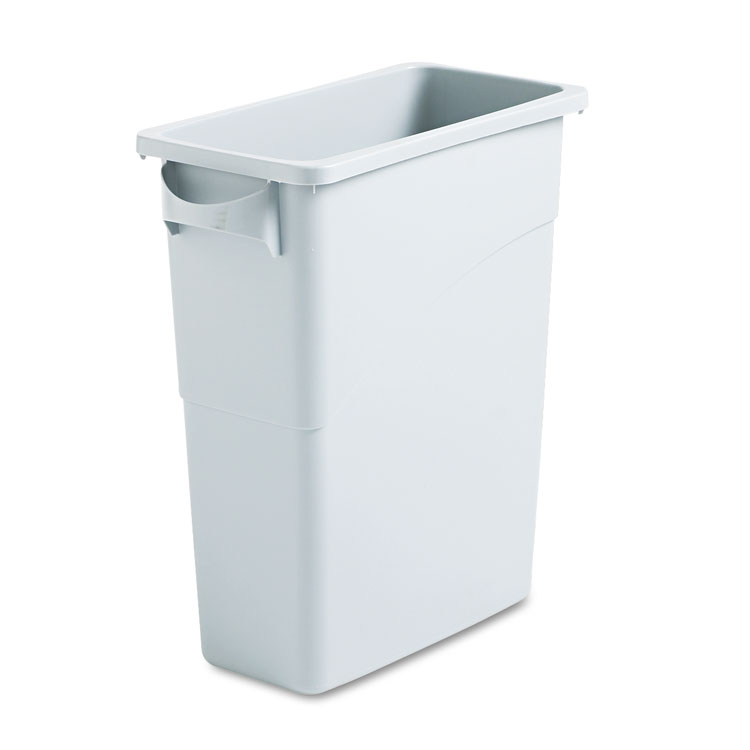 Picture of Slim Jim Waste Container W/handles, Rectangular, Plastic, 15.875gal, Light Gray