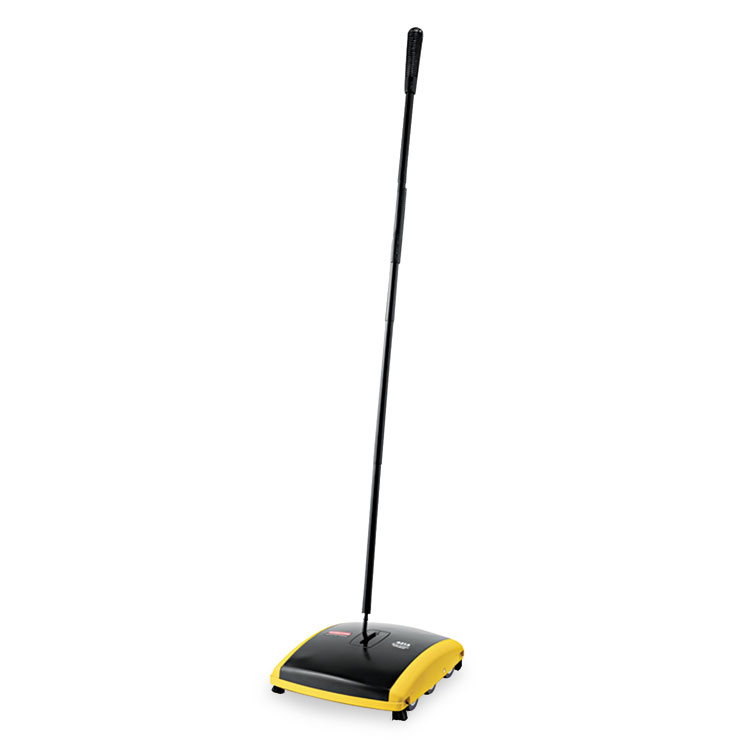 Picture of Rubbermaid Sweeper, Dual Action, Boar/Nylon Bristles, 44" Steel/Plastic Handle, Black/Yellow