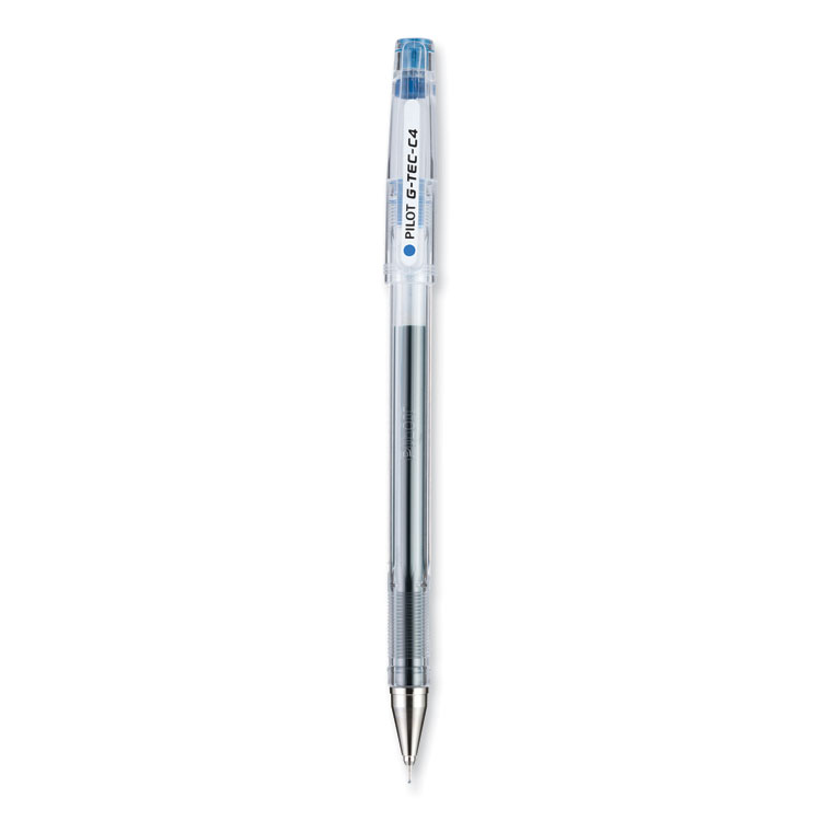G-TEC-C Ultra Gel Pen, Stick, Ultra-Fine 0.4 mm, Blue Ink, Clear/Blue Barrel, Dozen
