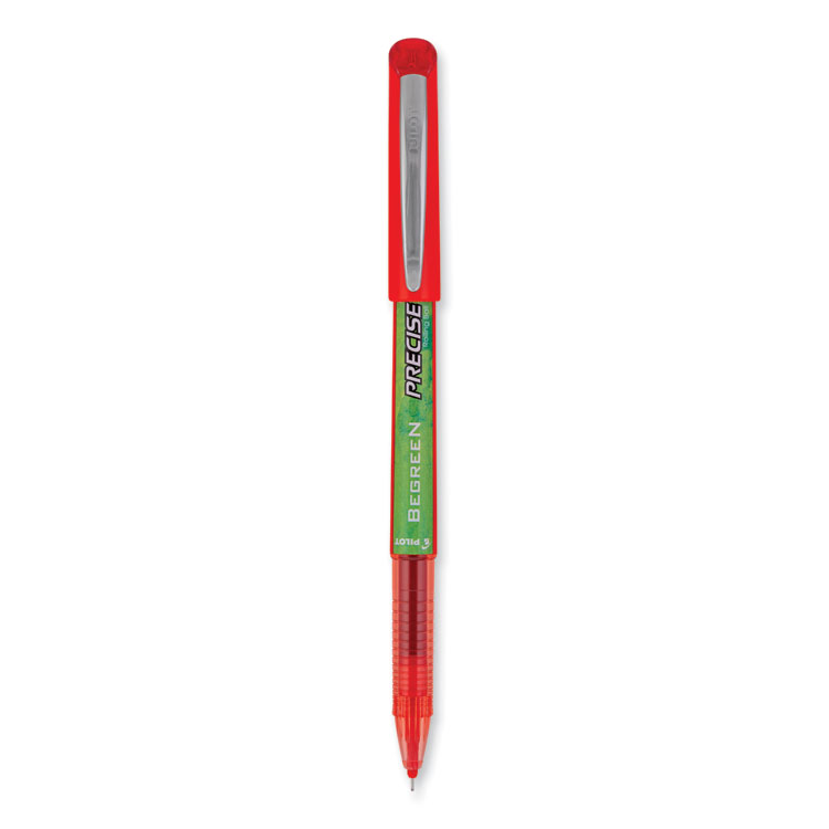 Precise V5 BeGreen Rollerball Pen, Stick, Extra-Fine 0.5 mm, Red Ink, Red Barrel, Dozen