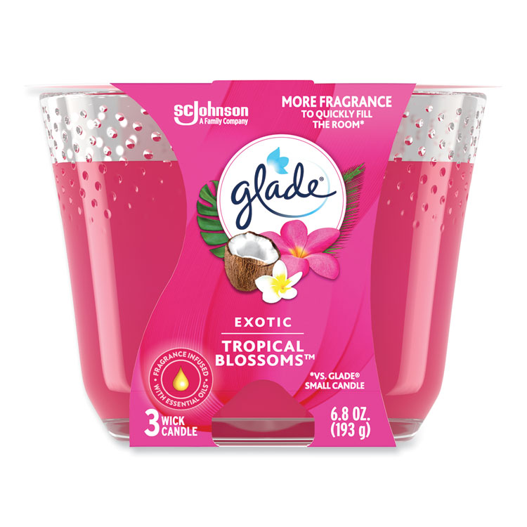 Exotic Tropical Blossoms Candle, 6.8 oz, Glass, 3/Carton