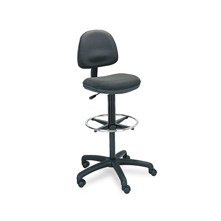 Picture of Precision Extended Height Swivel Stool w/Adjustable Footring, Black Fabric